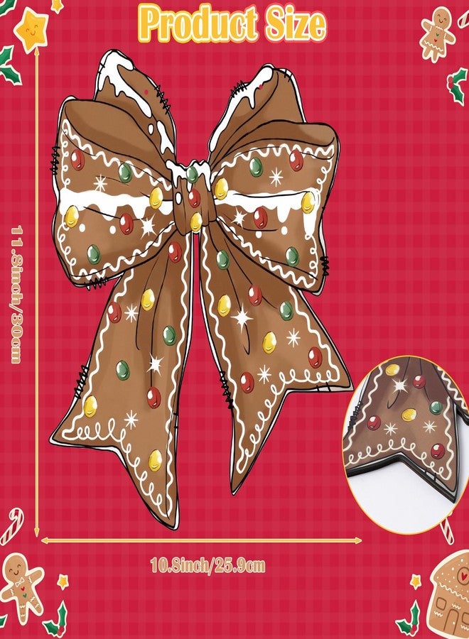 Eartim Christmas Bow Gingerbread Wooden Door Sign - Coquette Bow Gingerbread Pattern Wood Hanging Welcome Sign Vintage Wall Art Door Hanger for Girl Room College Dorm Apartment Porch Photo Props Decor - Image 2